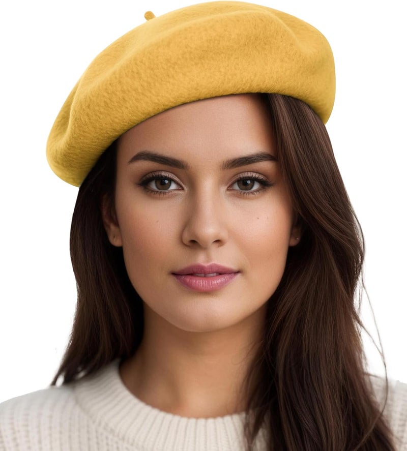 Sumolux Women Beret Hat Wool Vintage French Solid Color Classic Winter Cap - Image 1